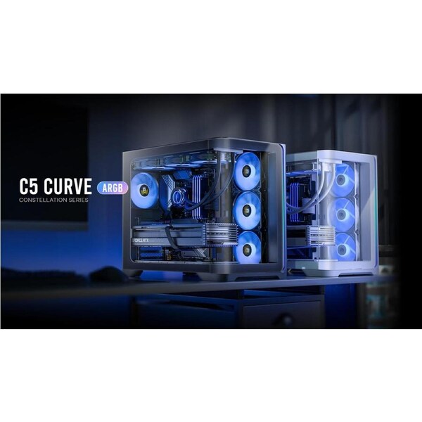 Antec C5 Curve ARGB ATX Micro-ATX ITX 4mm Tempered Glass LED Control Button USB 3.0 x 2 Type-C 3.2 Gen 2 x 1 MIC x 1 HD-AUDIO x1 Mid Tower Black Case