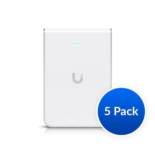 Ubiquiti UniFi Wi-Fi 6 In-Wall, U6-IW-5, *5 Pack* , Wall-mounted Access Point with a Built-in PoE Switch,115 m Coverage