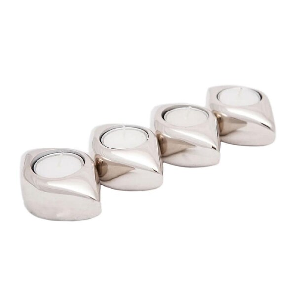 Set of 4 SSH COLLECTION Tear Drop Tea Light Candle Holders - Nickel