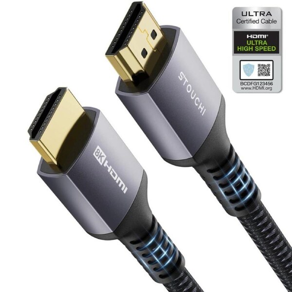 Stouchi HDMI Cable 3M 8K 10K 4K Ultra High Speed HDMI® Cable eARC ARC Cord 48Gbps 8K@60Hz 8k@120hz 4K@240Hz HDCP 2.2 Dynamic HDR Dolby for PS5 TV Xbox Series X Roku Blu-ray Braided Durable