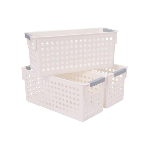 24x Premium Plastic Storage Basket Bulk w/ Grip Handles 34*16.5*16cm