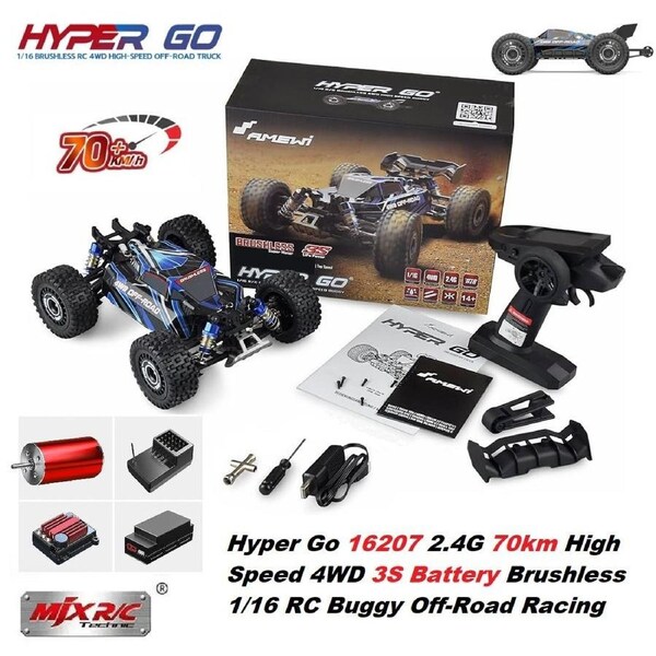 MJX 16207 1/16 Hyper Go 4WD Off-road Brushless 3S 11.1V Lipo RC Buggy 2.4Ghz RTR