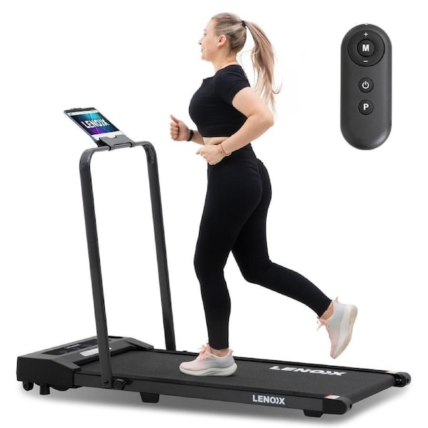 Lenoxx 2HP 52cm Walking Pad Treadmill w/ Remote, Foldable Handrail, and Tablet Holder