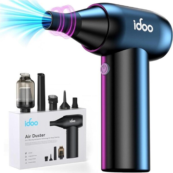 iDOO Compressed Air Duster Portable Vacuum Cordless Electric Canned Duster