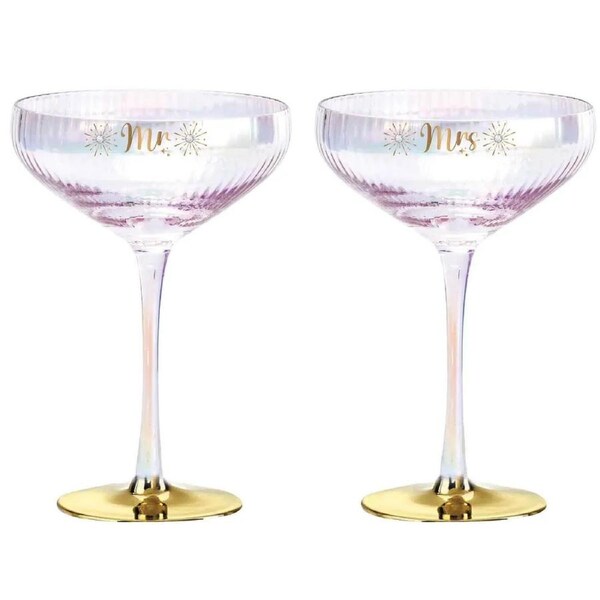 Holographic Coupe Glass Set - Mr & Mrs