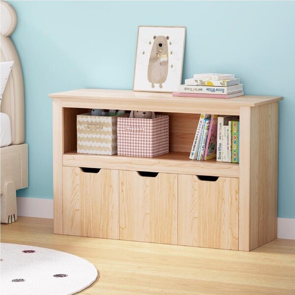 Keezi Kids Bookshelf 3 Drawers Storage Children Bookcase Toy Organiser Display Wooden