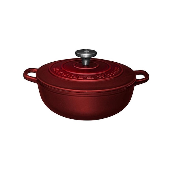 Maxwell & Williams Cast Iron 24cm Round Casserole Oven Safe Cookware 3.3L Merlot