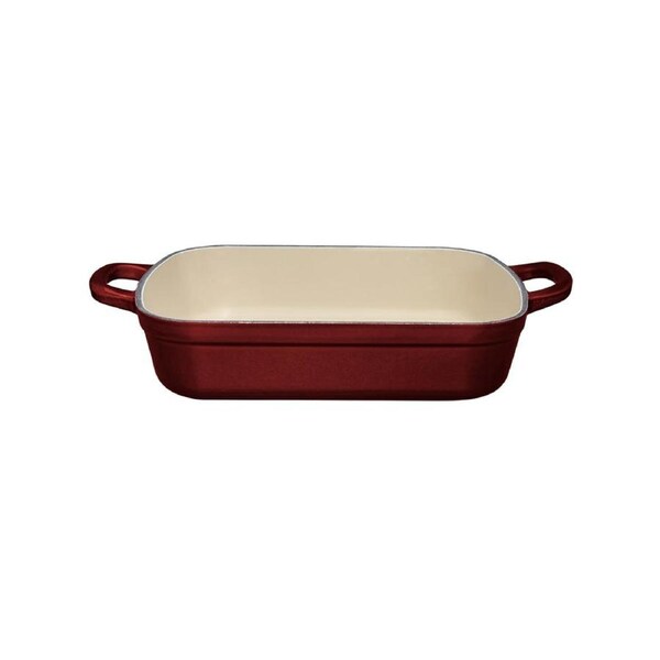 Maxwell & Williams Cast Iron 28cm Rectangle Roaster Oven Safe Cookware 3L Merlot