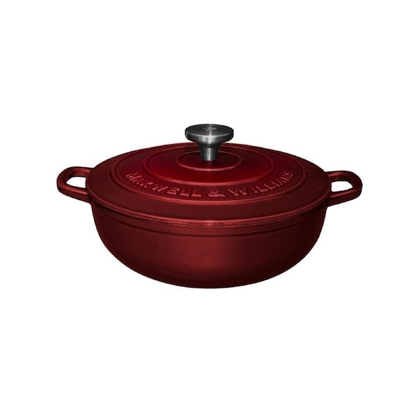 Maxwell & Williams Cast Iron 26cm Round Casserole Oven Safe Cookware 4L Merlot