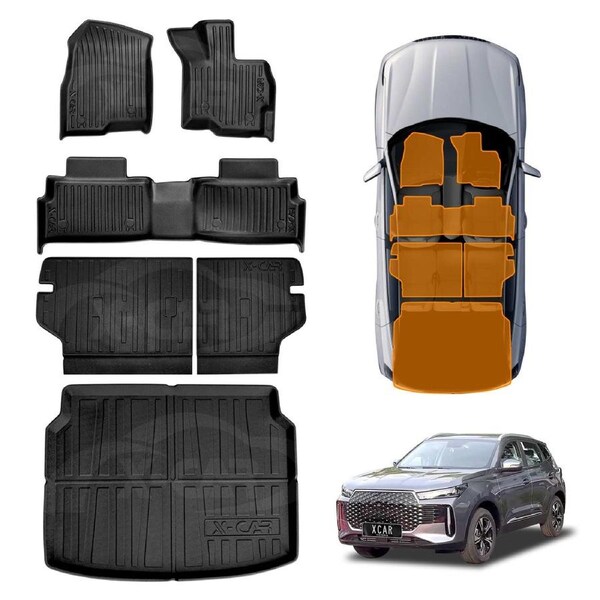 3D Floor Mats Boot Liner Set for Chery Tiggo 4 Pro 2024-Onwards All Weather Heavy Duty Cargo Kick Mats Back Seat Protector Cover