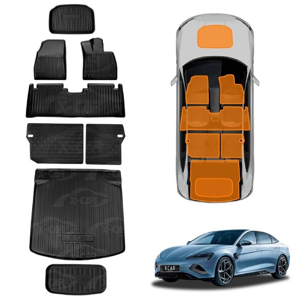 3D Floor Mats Boot Liner Set for BYD Seal 2023-Onwards All Weather Heavy Duty Front Trunk Toolbox Cargo Seat Kick Cover Accessories