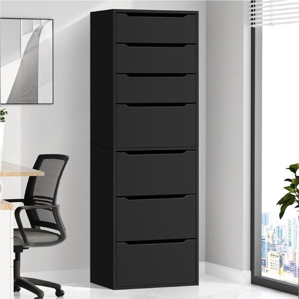 ALFORDSON Chest of 7 Drawers Office Storage Cabinet Tallboy Bedroom Black