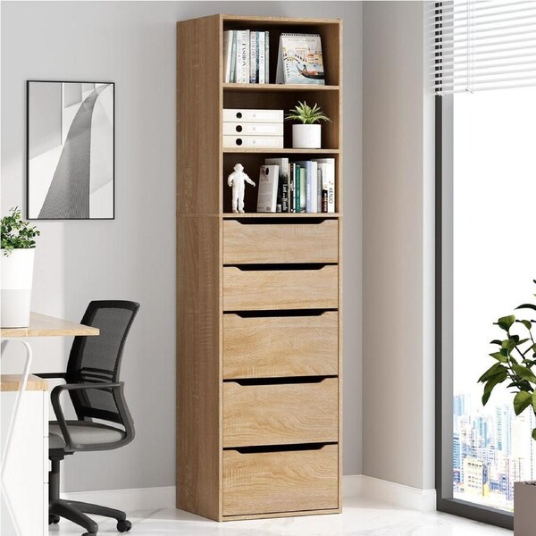 ALFORDSON Chest of 5 Drawers Office Storage Cabinet Tallboy Bedroom Wood