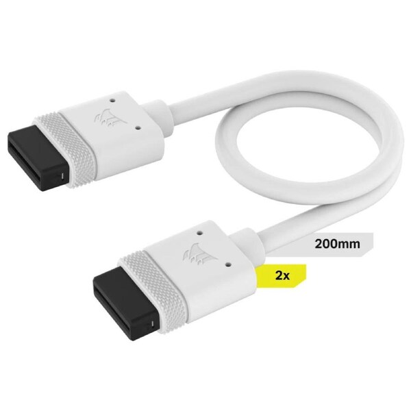 Corsair iCUE Link Cable 200mm Straight Connectors White (2 pack)