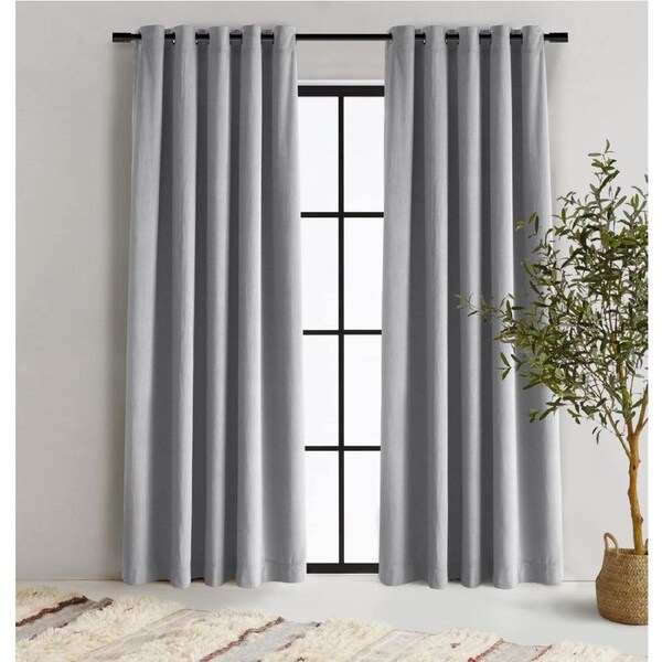 Byron Matte Velvet Curtains, Twin Pack (Silver) - 135x223cm