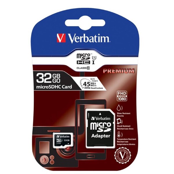 Verbatim 32GB MicroSD SDHC SDXC Class10 UHS-I Memory Card 45MB/s Read 10MB/s