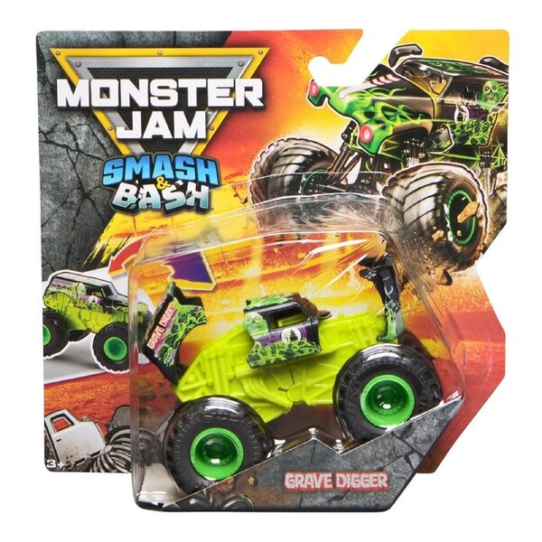 Monster Jam Smash and Bash Grave Digger 1:64 Scale Diecast Truck