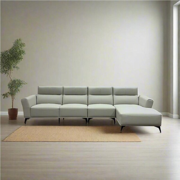 Abigail 3.4m Genuine Leather Upholstered Right Chaise Sofa Multi-Seater Sofa
