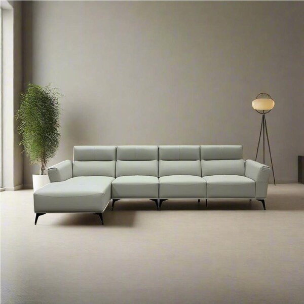 Abigail 3.4m Genuine Leather Upholstered Left Chaise Sofa Multi-Seater Sofa