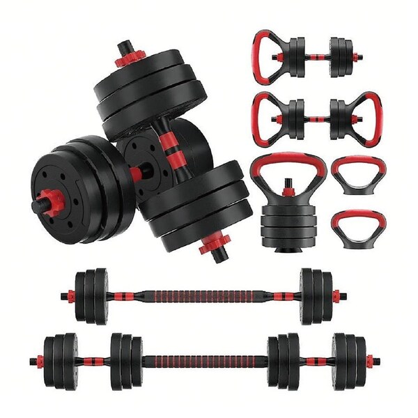Fitness Master 40KG 7-in-1 Adjustable Dumbbell Barbell Kettlebell Set Home Gym