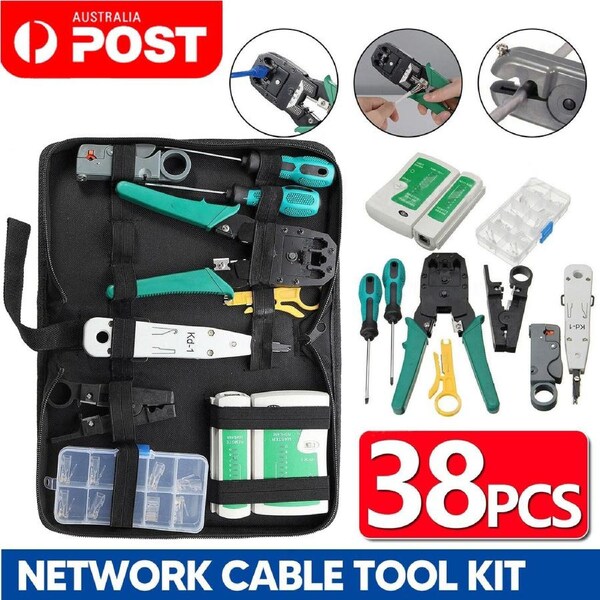 Network Tool Repair Kit, Ethernet LAN Network Cable Tester Computer Maintenance Coax Crimper Tool for RJ-45/11/12 Cat5/5e with Connector Accessories