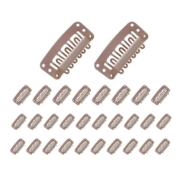 Light Brown Snap Wig Clips for Hair Extensions & Styling