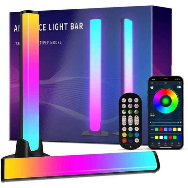 Cozylady LED Light Bars, 11inch RGB TV Backlight, 2Packs Music Sync LED Lamps 28cm with Rainbow Multiple Lighting, Dimmable LED Desk Lights for Gaming Movies PC TV Room Decoration Room