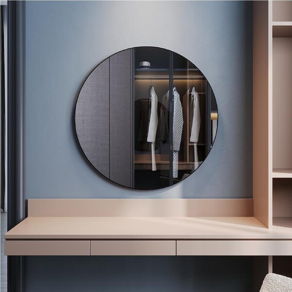 ELEGANT 800x800mm Round Vanity Mirror Wall Mount Or Tabletop Mirror