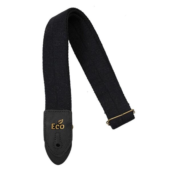 EcoStrap Bass Guitar Strap - EcoBassSoft - Basic 01 Black, Adjustable 37" to 56", Padded, 100% Recycled Cotton, Vegan Ends, Made in Brazil