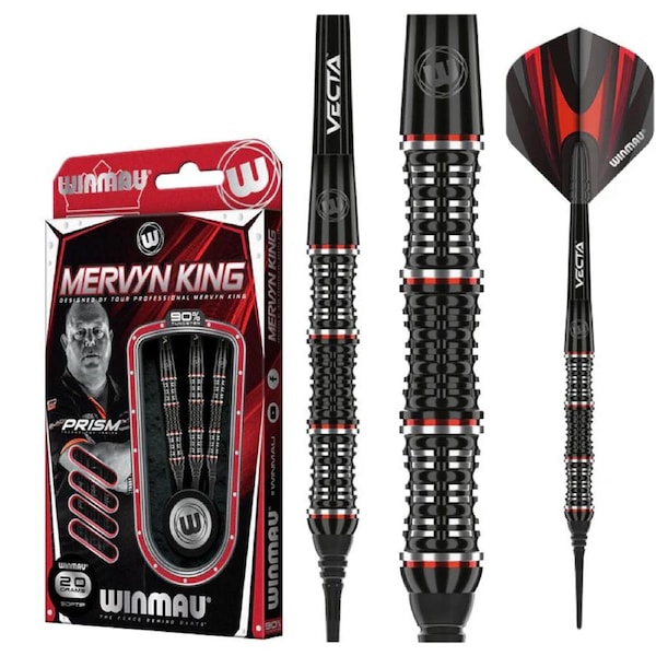 WINMAU Mervyn King 90% Tungsten Soft Tip Darts 20 Gram