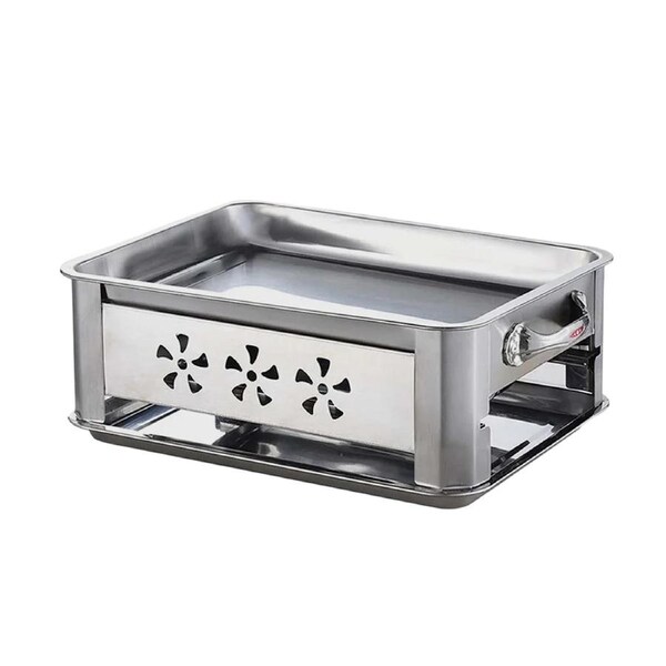 Stainless Steel Fish Grill Barbecue Pan with Dual Fuel Heating Trays