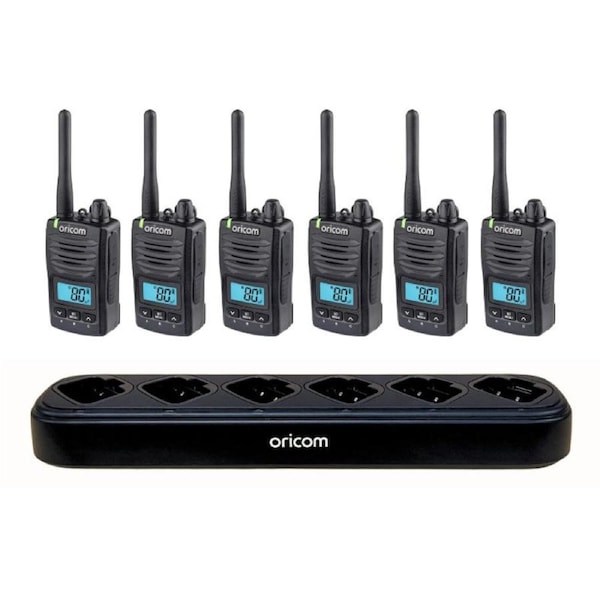 Oricom DTX600 6-Way Charging Station with 6 Radios Included - Black