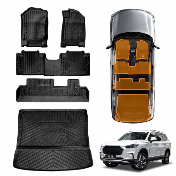3D Floor Mats Boot Liner for LDV D90 2017-2024 All Weather Heavy Duty Cargo Car Trunk Luggage Tray