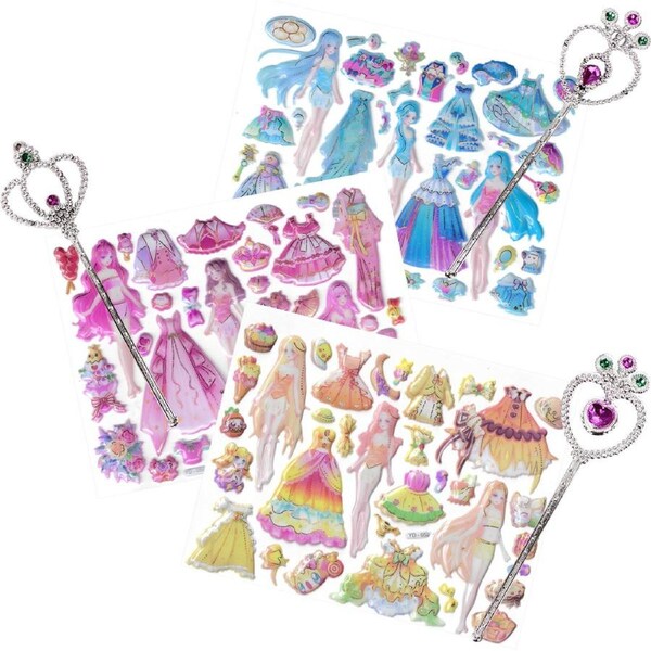 12 Princess Wands and 12 Sticker Sheets Mega Pack
