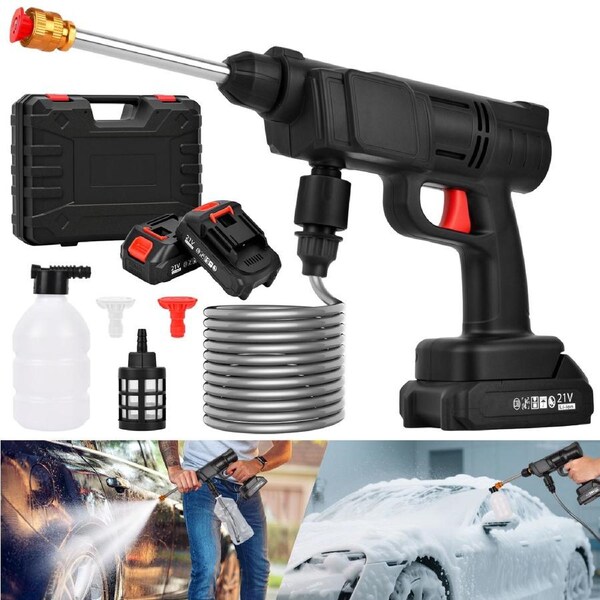 Advwin Portable Cordless Pressure Washer 2 Batteries/2 Nozzles/5M Hose/Soap Bottle