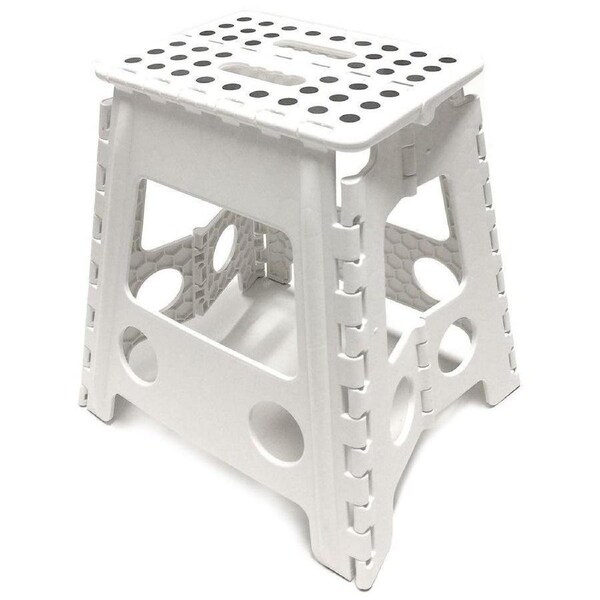 125kg Plastic Folding Step Stool 39cm Portable Chair Flat Indoor/Outdoor Home - White