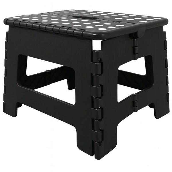 130kg Folding Step Stool Portable Plastic Foldable Chair Flat Outdoor (29x22cm) in Black