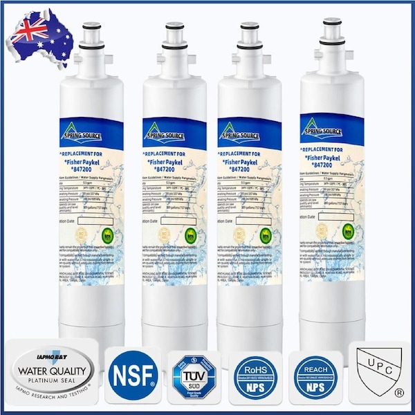 4 X Fisher Paykel 847200 Premium Compatible Ice & Water Fridge Filter - 847200