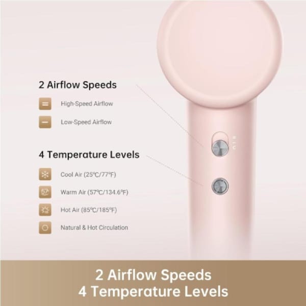 Dreame Hair Dryer Pink, 110000 RPM High-Speed Brushless Motor AU version, 200 Million Negative-Ion Hair Dryer with Magnetic Nozzle, Professional Blow Dryer with Constant Temperature Control