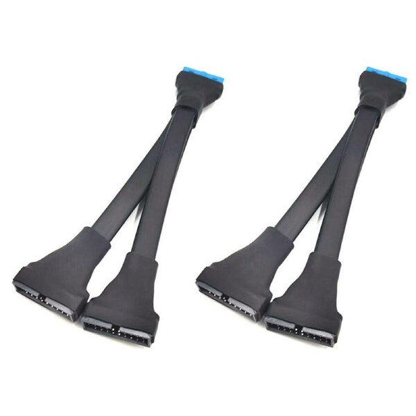 2PK Cruxtec 19/20 Pin M-to-F Extension/Splitter Cable for Desktop PC 1-to-2