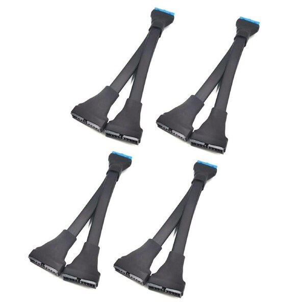 4PK Cruxtec 19/20 Pin M-to-F Extension/Splitter Cable for Desktop PC 1-to-2