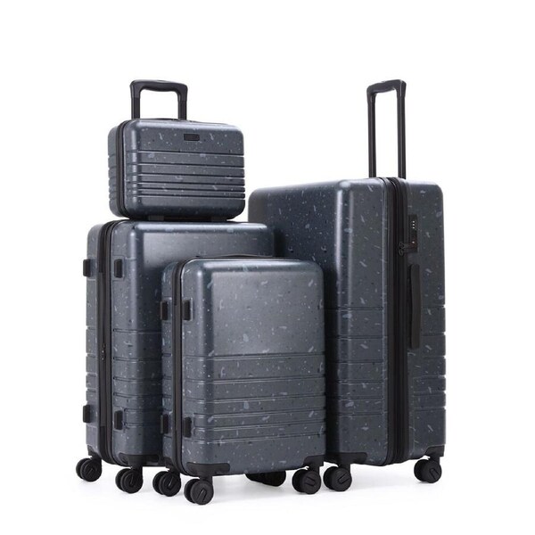 4pc Kate Hill Terrazzo Travel Luggage Set Suitcase Lightweight Black