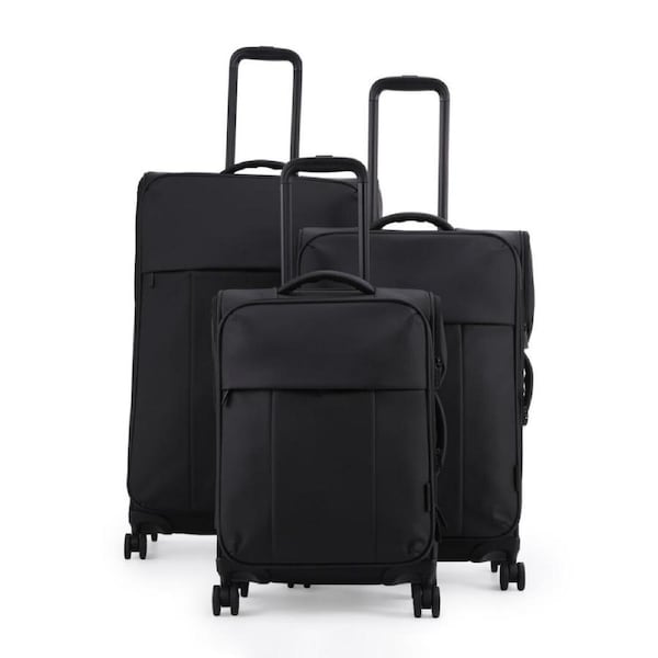 3pc Kate Hill Willow Travel Luggage Set Suitcase Lightweight Expandable Black