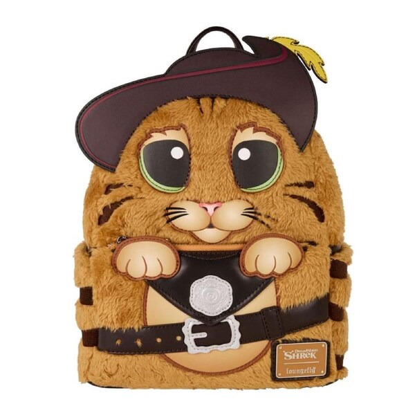 Loungefly Shrek Puss in Boots Cosplay 10 inch Faux Fur Mini Backpack