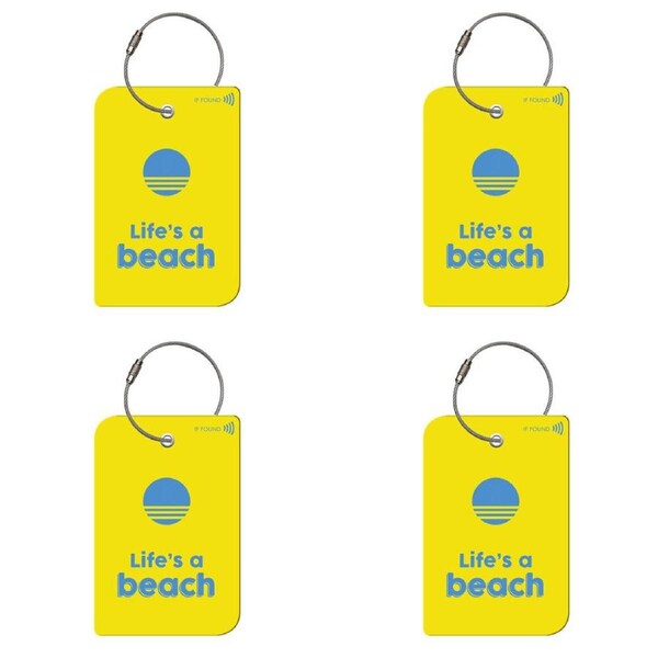 4PK Retreev Life's a Beach Travel Bag Smart Tag Luggage Suitcase Name Card w/ QR