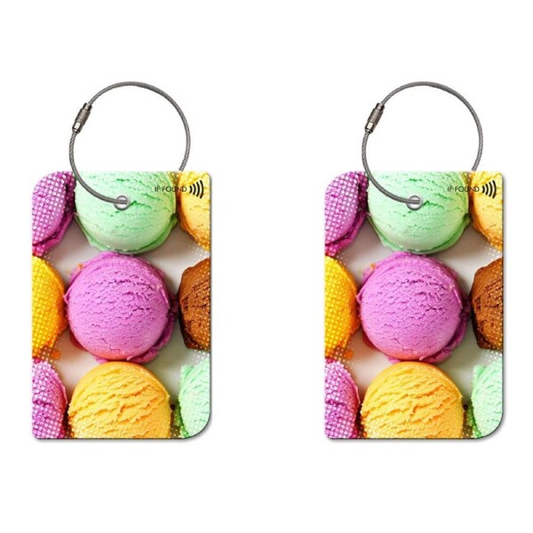 2PK Retreev Icecream Travel Bag Smart Tag Luggage Suitcase Name Card w/ QR