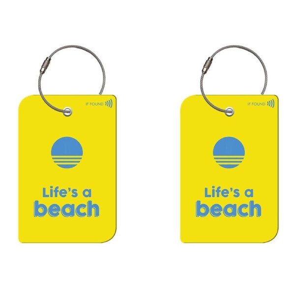 2PK Retreev Life's a Beach Travel Bag Smart Tag Luggage Suitcase Name Card w/ QR