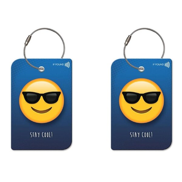 2PK Retreev Emoji Sunglass Travel Bag Smart Tag Luggage Suitcase Name Card w/ QR