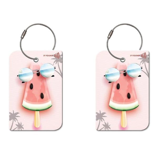 2PK Retreev Watermelon Travel Bag Smart Tag Luggage Suitcase Name Card w/ QR