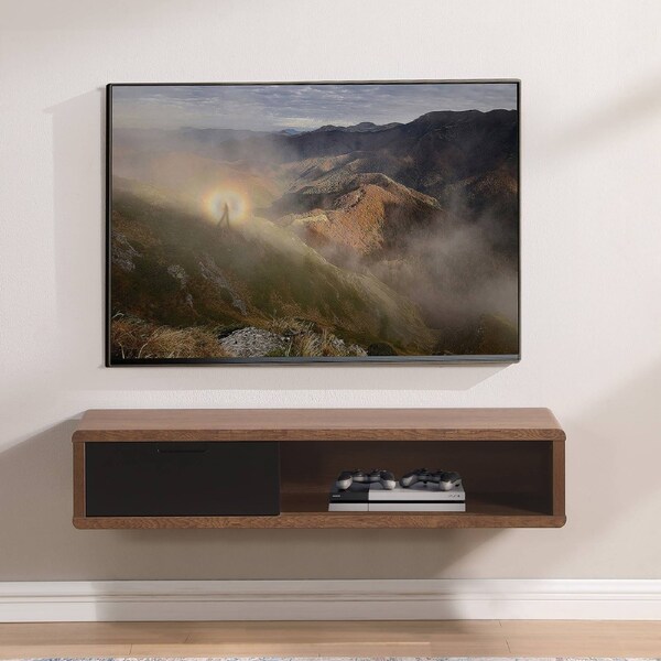 Tauris Hover Entertainment Center, TV Stand, Entertainment Unit 1200mm Wall Mount Unit Dark Oak